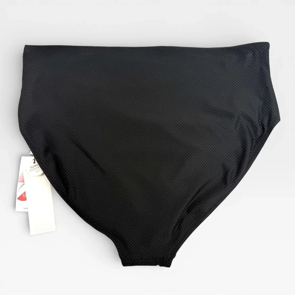 CALIA Womens Asymetrical Rectangle Trim Swim Bottom Beach Wear Black Sz XXL NWT‎